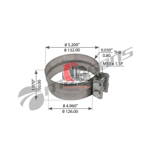 Хомут выхлопной трубы глушителя ID=5" (127mm), 900.618