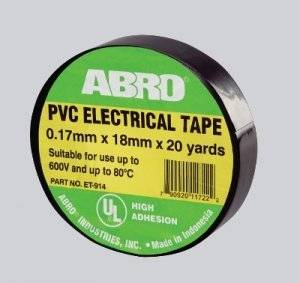 Изолента черная высокотемп. 0,17mm x 18mm x 18,288m ABRO, ET-914