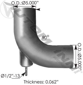 Колено выхлопной трубы со шпилькой OD=5" (127mm) 90° DEG, 562.U4617476A
